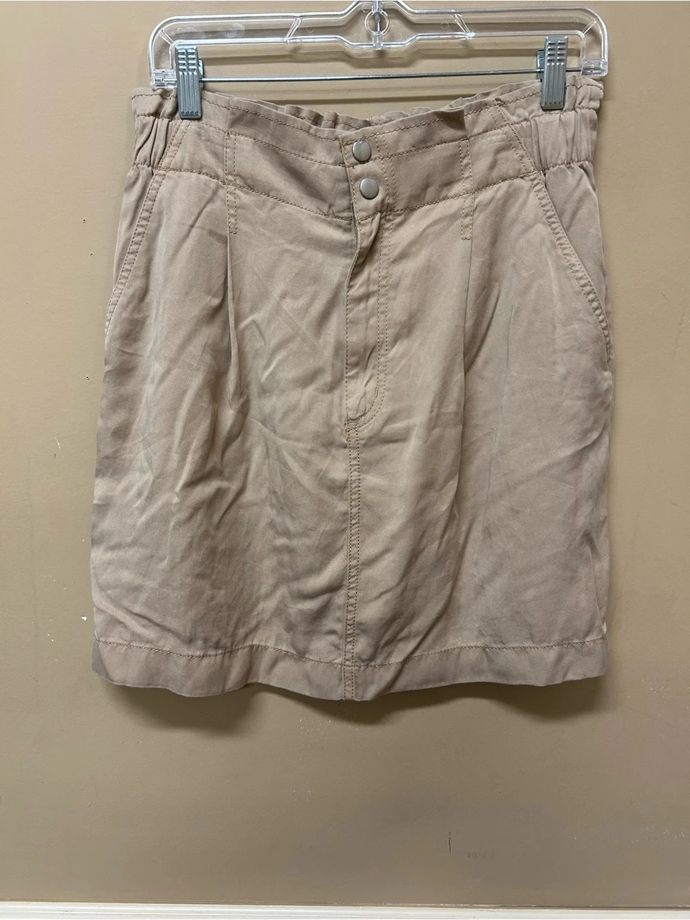 LOFT Skirt Women Size 4 Paperbag Khaki Pockets Beige Skirt NWT